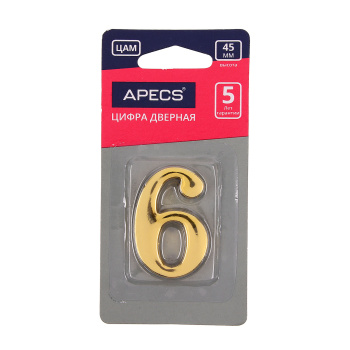 Номер квартирный самоклеющ. золото метал. №6 GР DN-01-6-Z-G АПЕКС *10/100/500