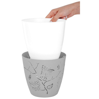 Кашпо пластм. "Butterflies" 1,4л d верха 145мм h134мм серый шторм PT401210025 ("Plast Team")*1/10