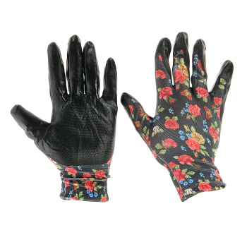 Перчатки садовые нейлон с нитриловым покрытием Микс (арт. 4382) *12/120