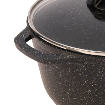 Кастрюля алюмин. антипригарная "Kukmara" "Granit" black 4,5л Стекл.кр. кгч45а *1/3