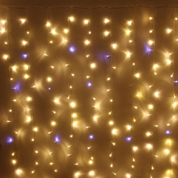 Гирлянда «Занавес» Серпантин, 2х1.5 м, мерцание, теплый белый, 320 LED, IP54, 220 В