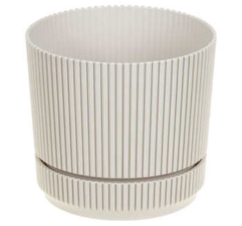 Кашпо пластм. "Стрип" 1,3л d верха 140мм h125мм с поддоном Кремовый М3246 ("М-Пластика") *1/12