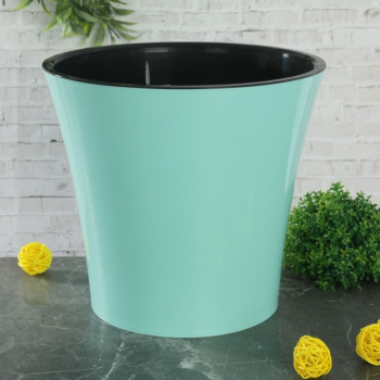 Кашпо пластм. "АРТЕ" 1,2л мятный/черный АРТ 1,2 М-Ч ("Santino") *1/36