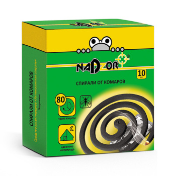 Спираль от комаров 10шт ЧЕРНАЯ Nadzor до 8 часов, без дыма *5/60 Спираль от комаров 10шт ЧЕРНАЯ Nadzor до 8 часов, без дыма *5/60
