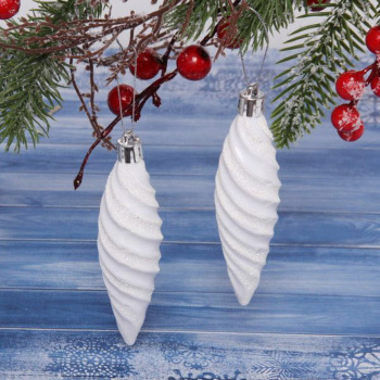 Набор елочных игрушек "Таинственное очарование" Сосульки 10 см, 2 шт., белый