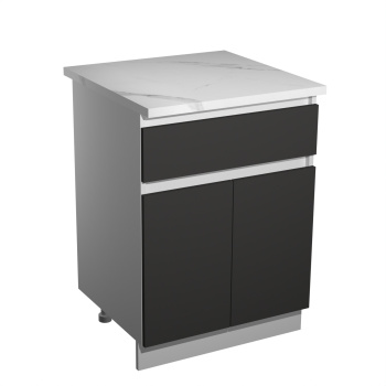 Шкаф напольный 600х850х600 мм BROZEX-WOOD Серый лед, с двумя дверцами, с ящиком, серый / графит