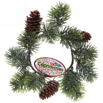 Венок хвойный новогодний "Золотистый лес" , 20 см