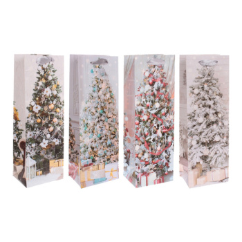 Пакет подарочный под бутылку "Сказочная елка", 12х35х9 см