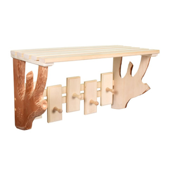 Полка-вешалка 5 крючков резная, 57*32*20 см, липа"Банные штучки"