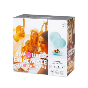 Набор столовый стекло Luminarc 18пр/6перс. "ДИВАЛИ ЛАЙТ ТЮРКУАЗ" P2963 (Франция) *1