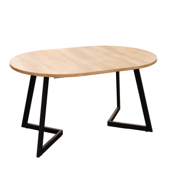 Стол раздв.РИМ 940*940мм ЛДСП EGGER Дуб Небраска+опора металл. Черный матовый *1