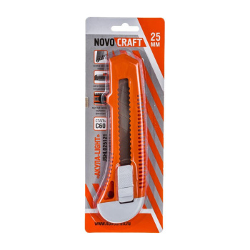 Нож строительный 25мм корпус пластик JSHL025121 АКУЛА-light NovoCRAFT*1/12/144