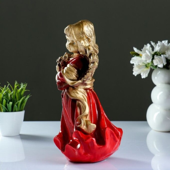 Фигура "Ангел в платье ассорти с букетом" золото 20х20х35см 1236840