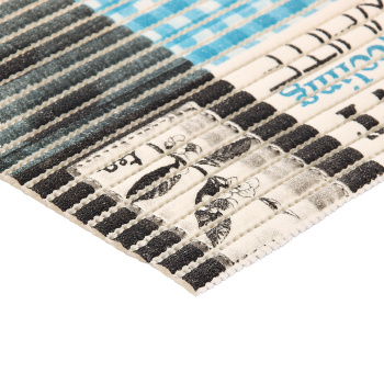 Коврик для ванной ПВХ шир. 65см х15м "DEKOMARIN" 160A абстр голубая с черным (Турция) *15