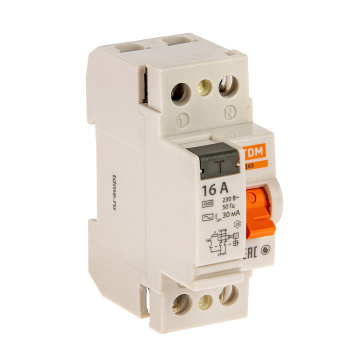 Устройство защитного отключения с УЗО TDM ELECTRIC, 2 полюса, 16 А, 30 мА