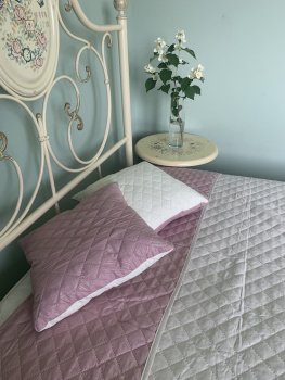 Покрывало 200х220см стеганое двухстороннее пыльная роза/кремовый Орхидея *1 *