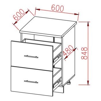 Шкаф напольный 600х850х600 мм BROZEX-WOOD Lux, с двумя ящиками Шкаф напольный 600х850х600 мм BROZEX-WOOD Lux, с двумя ящиками