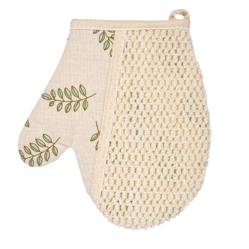 Мочалка с принтом "Листья", варежка 18*21 см "Банные штучки"