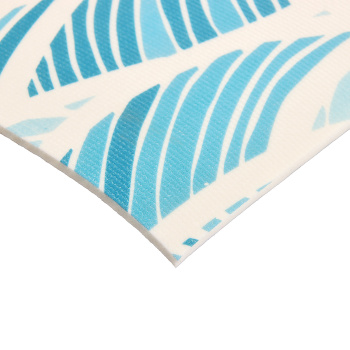 Коврик для ванной ПВХ шир. 65см х12м "V-line" Фотопечать 7107 leaves-blue "Листья голубые" *12