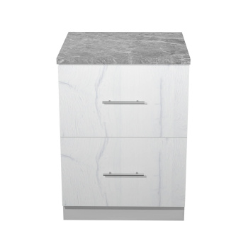 Шкаф напольный 600х850х600 мм BROZEX-WOOD Camellia, с двумя ящиками, серый / юта