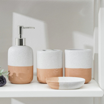 Набор для ванной Микаса 4 предмета (мыльница. дозатор для мыла, 2 стакана), цвет белый   6851683