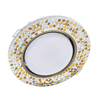 Светильник встраиваемый GX53 H4 5319 Ecola Glass Круг янтарь зерк/черн.бронза FQ53RMECB *10/30