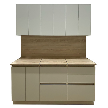 Пенал 600х2100х550 мм BROZEX-WOOD Melissa, для духового шкафа и СВЧ, белый / светло-бежевый