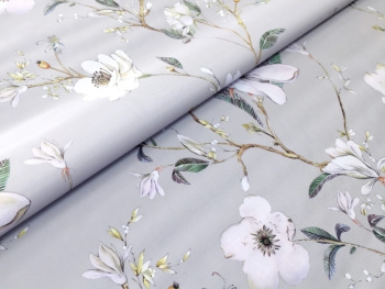 Клеёнка на тканевой основе "Print" "Яблоневый цвет" серый фон шир.1,37м GW-21399 "Great Way" *20