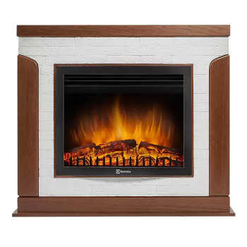 Каминокомплект (портал) Firelight Prestigio 25 камень белый, шпон дуб+очаг Electrolux EFP/P-2520LS*1