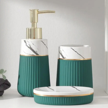 Набор для ванной Grace 3 предмета (дозатор для мыла, стакан, мыльницы), цвет мраморзеленый  7500331