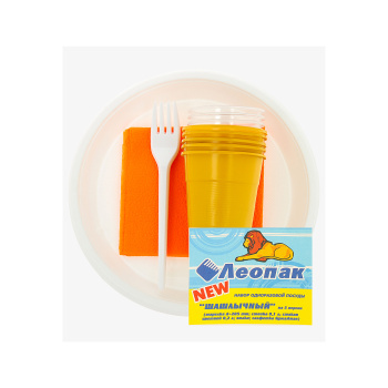 Одноразовая посуда Набор "Шашлычный" 5перс/25пр.: тар.d205мм+стопки0,1л+стак.0,2л+вилки+салф. *1/30