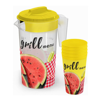 Набор посуды "GRILL MENU" 5пр.: Кувшин 1,2л + 4 стакана 0,4л арт.14894 *1/8