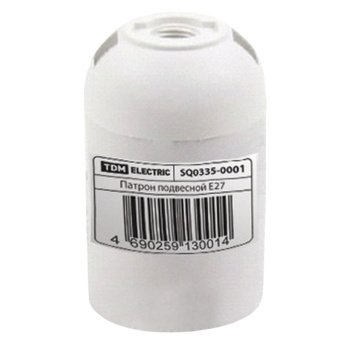 Патрон термостойкий Е27 подвесной пластик белый TDM SQ0335-0007 *10/200