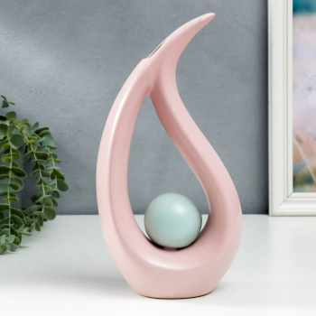 Сувенир керамика Абстракция. Капля и шар пастель матовый розовый 28,5х14,5 см   7509550