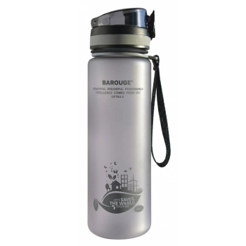 Бутылка д/воды пласт. "Active life" 0,6л с нескольз.покр. Серый BP-915 "Barouge" *1/100