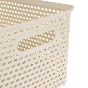Корзина для хранения пластм. "Ротанг" 370х280х190мм с Крышкой Белый 2375 ("М-Пластика")*1/6