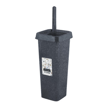 Ерш унитазный с подставкой-емкостью, с крышкой "Stone" Темный камень SC340911026 ("Plast Team") *1/8