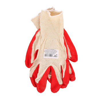 Перчатки ХБ с латекс один облив 13кл 4нит 40гр белкрас (арт.517Р)