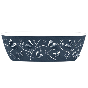 Кашпо пластм. "Butterflies" 7,3л овальн.470х150мм h150мм сумрачно-син.LF1016СС-5("Lucky Friday")*1/5