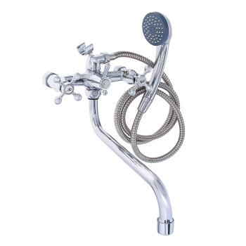 Смеситель для ванны Эверест B22-065, длинный излив, двухвентильный Смеситель для ванны Эверест B22-065, длинный излив, двухвентильный